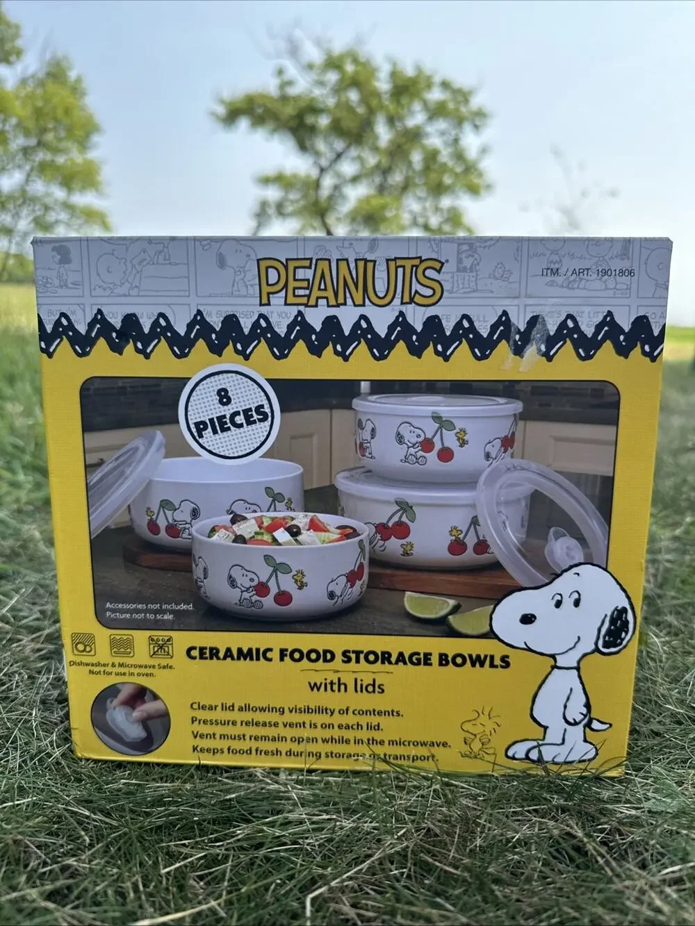 Peanuts 8 Piece Ceramic Food Storage set Containers & Lids